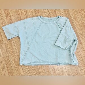 Easel Mint Colored 3/4 Sleeve Cotton Popover Top